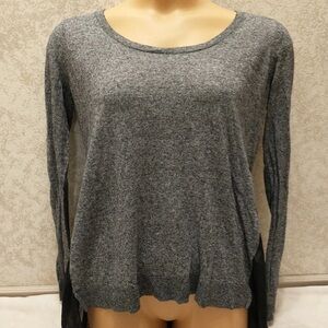 Express Charcoal Women's Crew Neck Sweater With Black Pleated Back